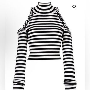 MONSE TOP OFF SHOULDERS BLACK AND WHITE LONG SLEEVE! BRAND NEW! SOLD OUT!◾️⬛️